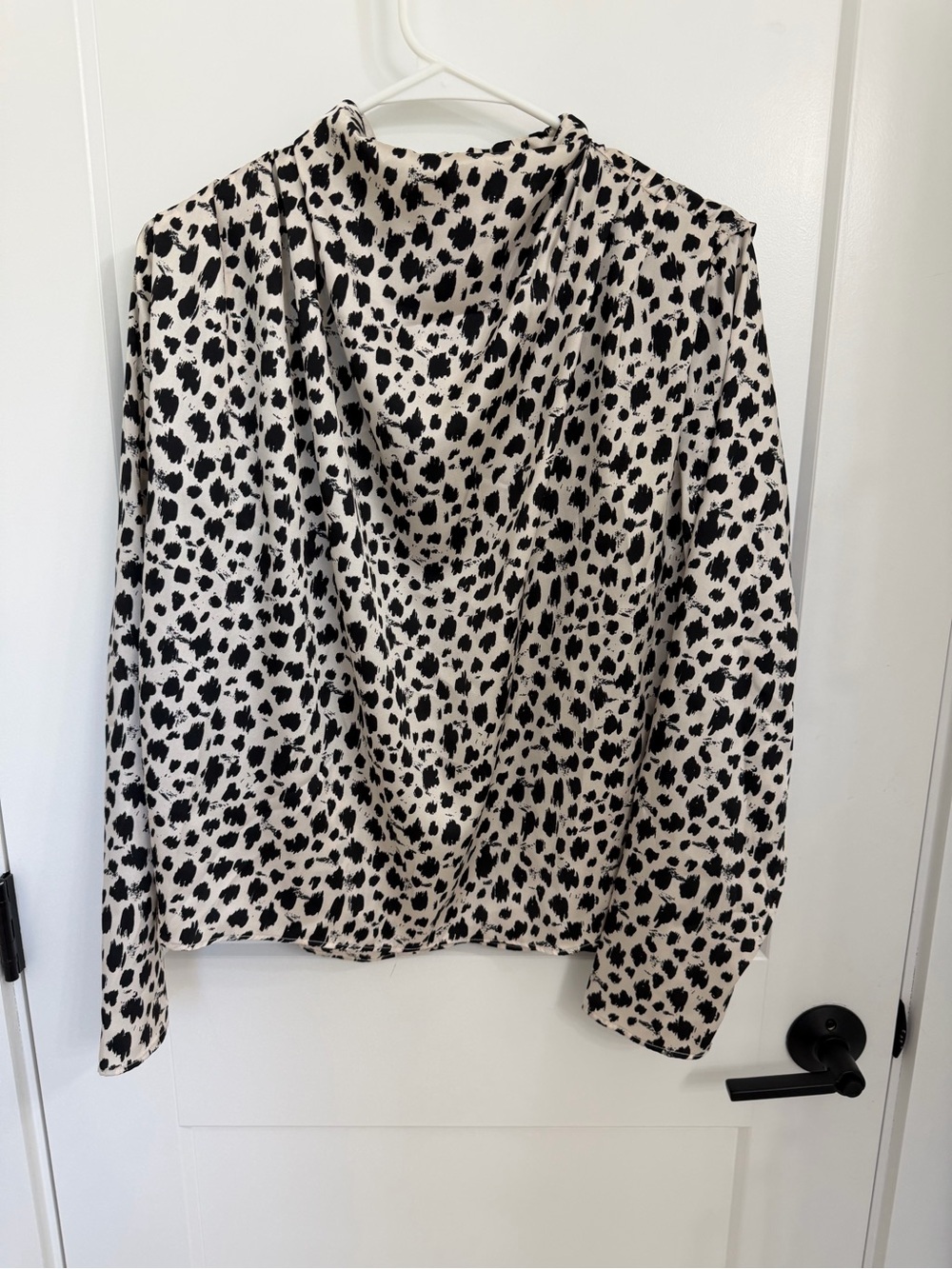 Zara Black and White Dotted Satin Blouse